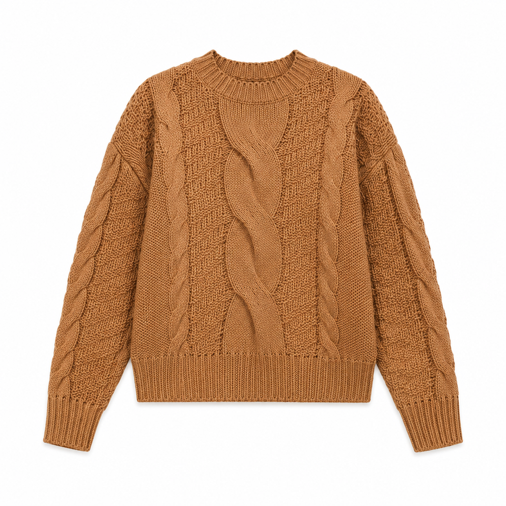 Suéter tejido con diseño trenzado para mujer - Manga larga y estilo casual en tendencia