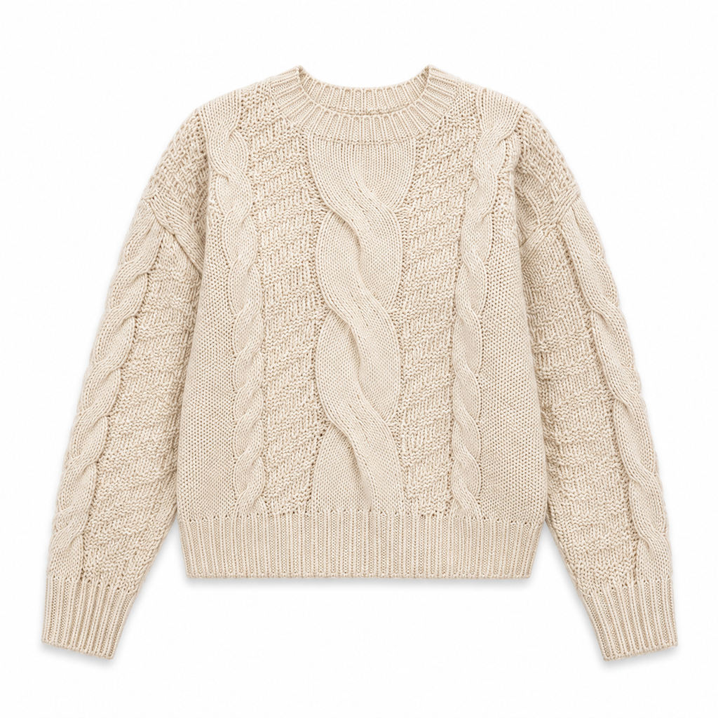 Suéter tejido con diseño trenzado para mujer - Manga larga y estilo casual en tendencia