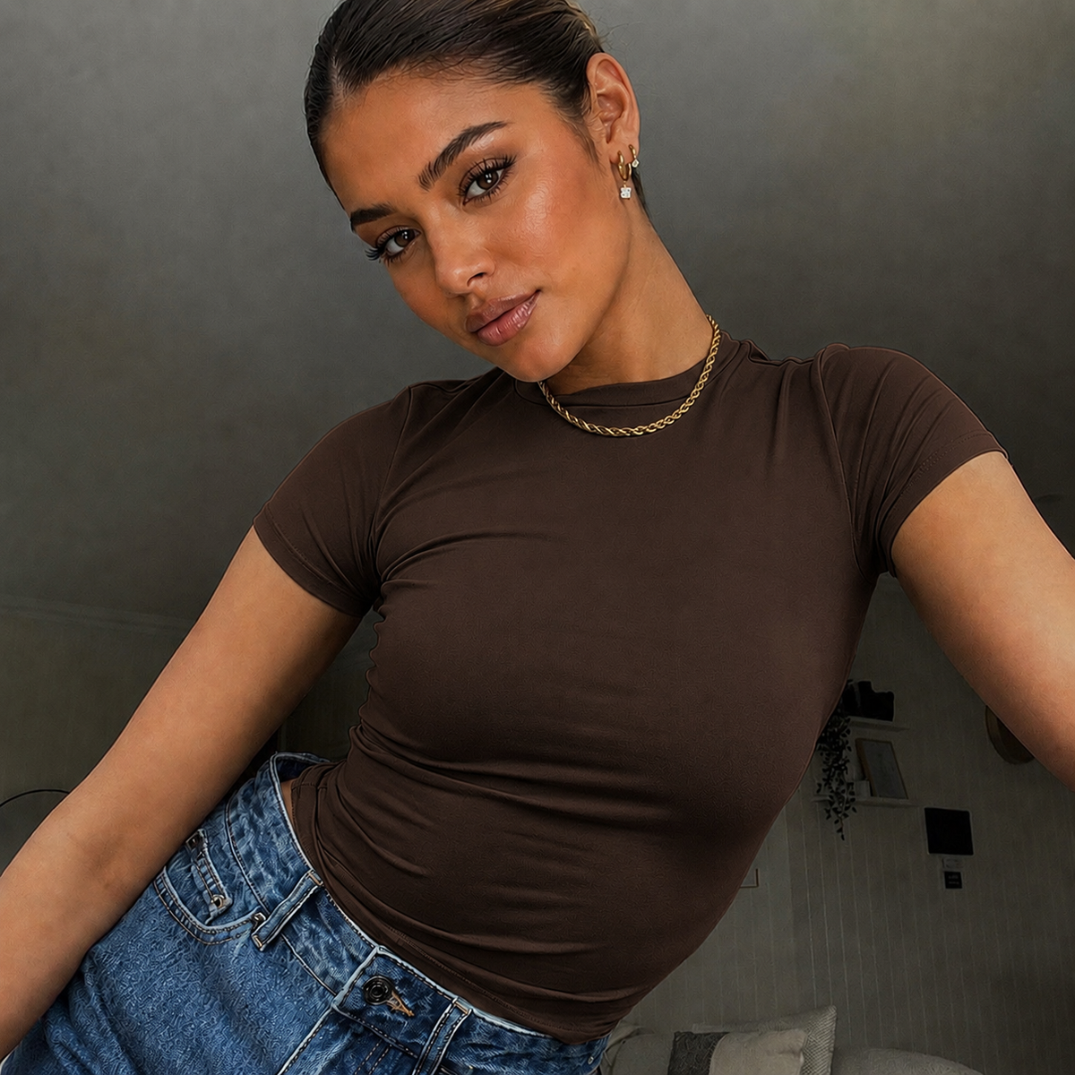 Basic-tee para mujer - Manga corta, entallada y estilo casual versátil