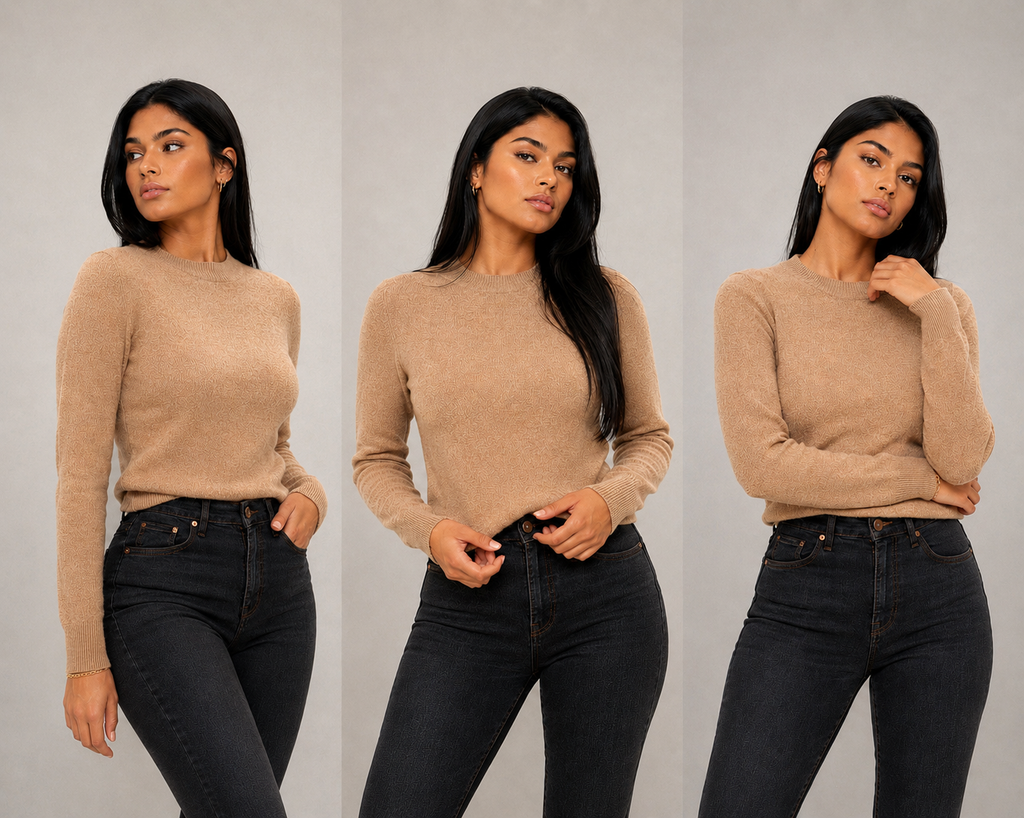 Suéter tejido para mujer - Manga larga, cuello redondo y estilo clásico en tendencia
