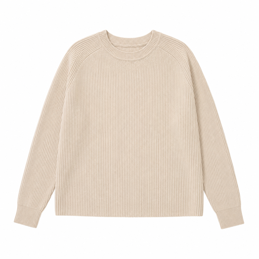 Suéter tejido suave de cuello redondo para mujer -Manga larga y estilo casual en tendencia