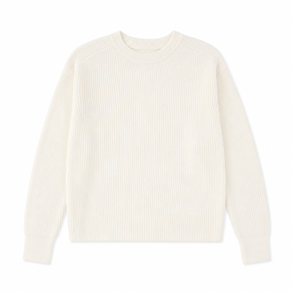 Suéter tejido suave de cuello redondo para mujer -Manga larga y estilo casual en tendencia