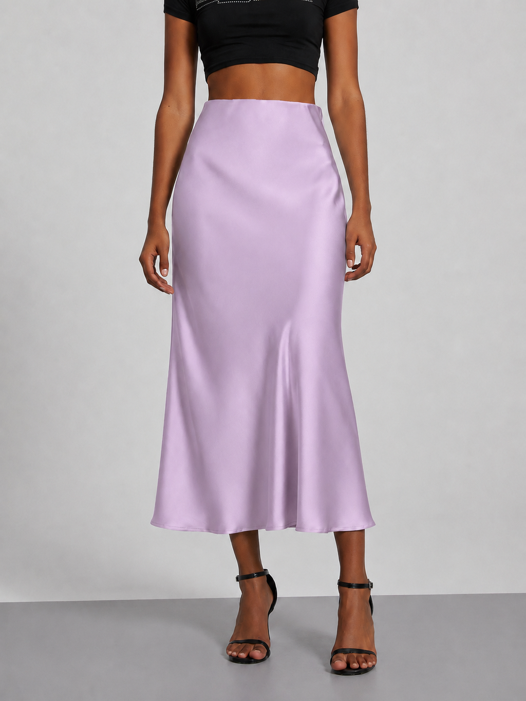 Falda midi satinada para mujer - Tiro alto, corte fluido y estilo elegante en tendencia