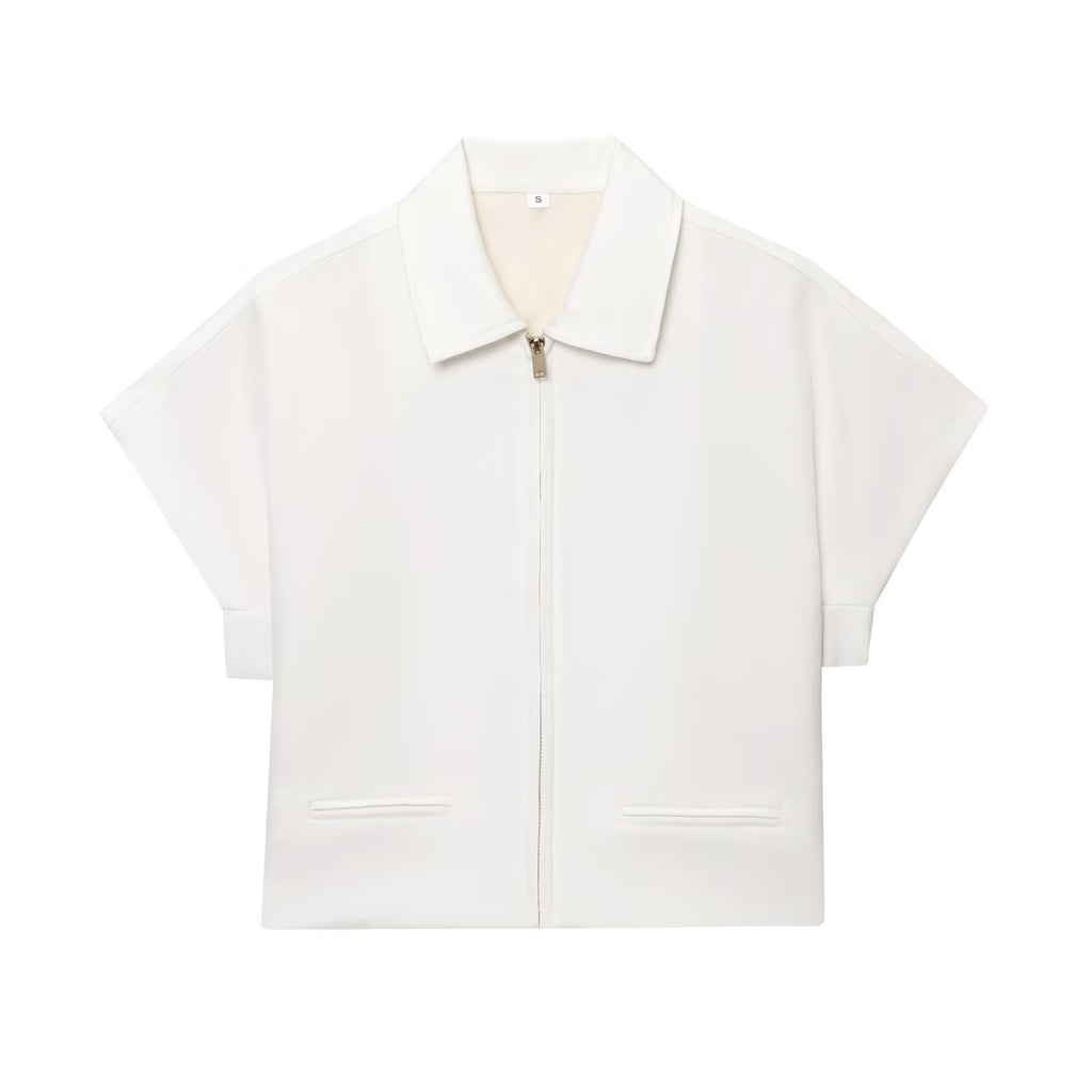 Blusa camisera para mujer -Manga corta, cierre frontal y corte relajado en tendencia