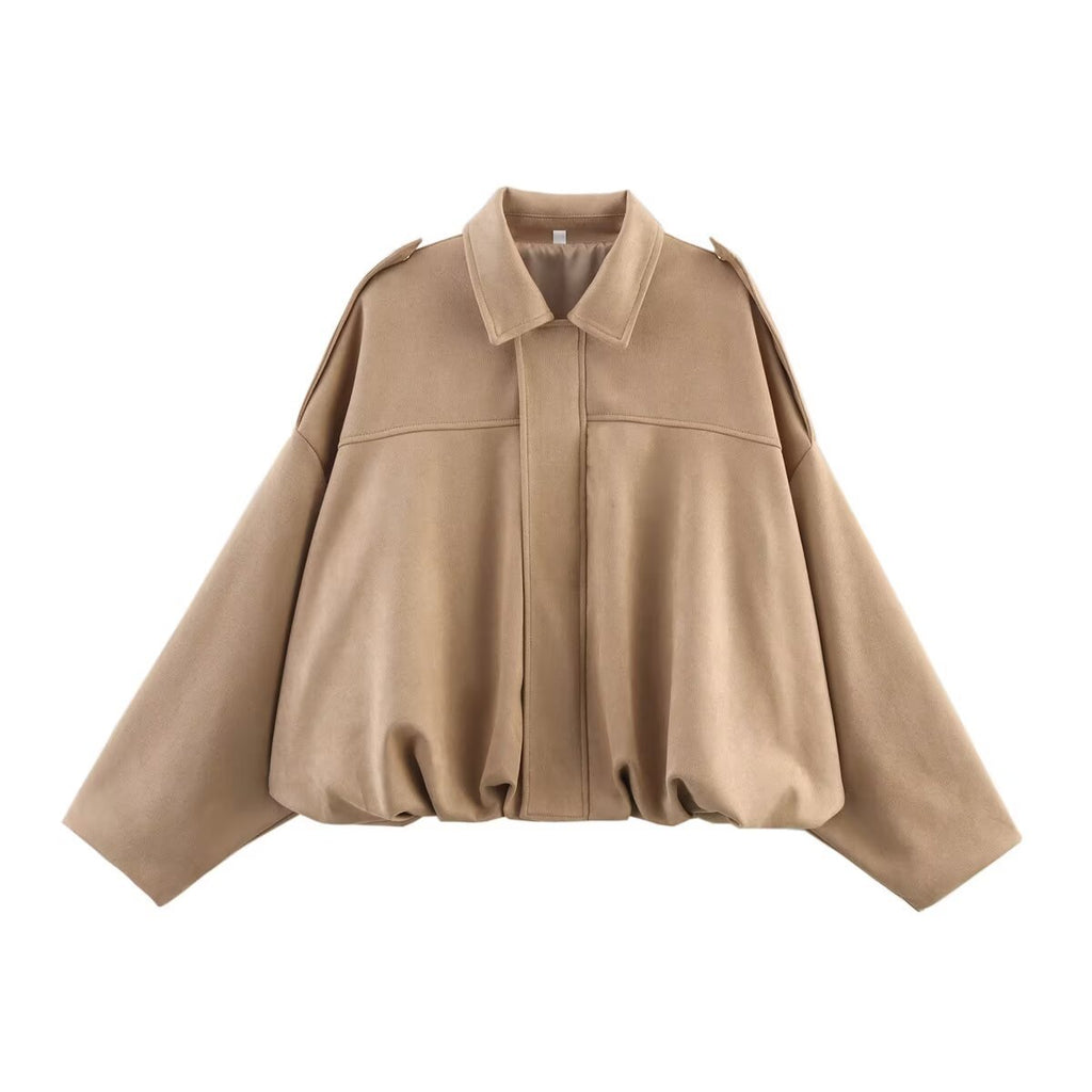 Chamarra de gamuza verde olivo para mujer - Oversized y en Tendencia