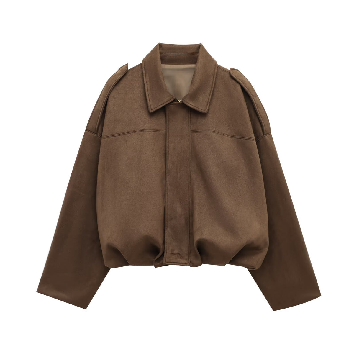 Chamarra de gamuza verde olivo para mujer - Oversized y en Tendencia
