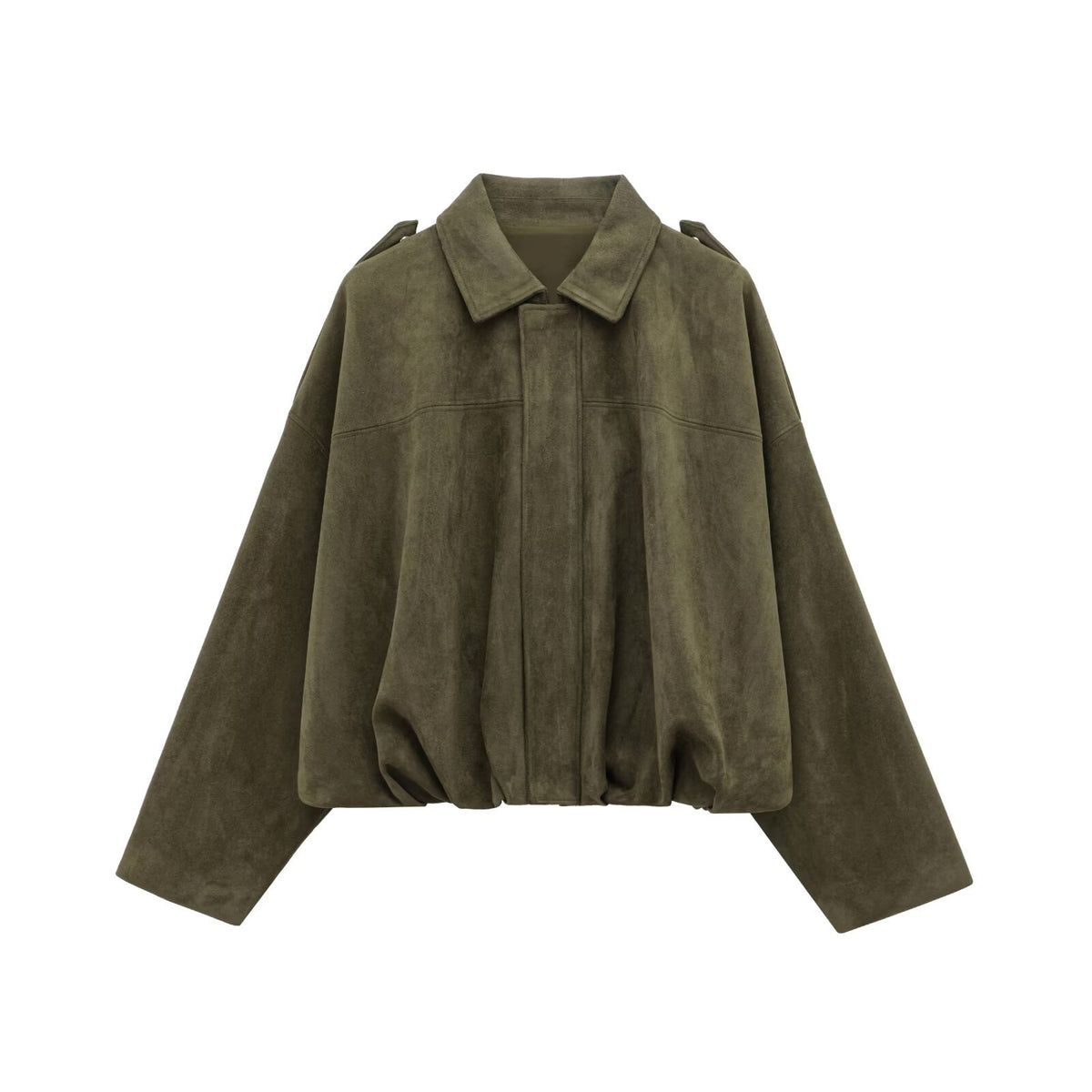 Chamarra de gamuza verde olivo para mujer - Oversized y en Tendencia