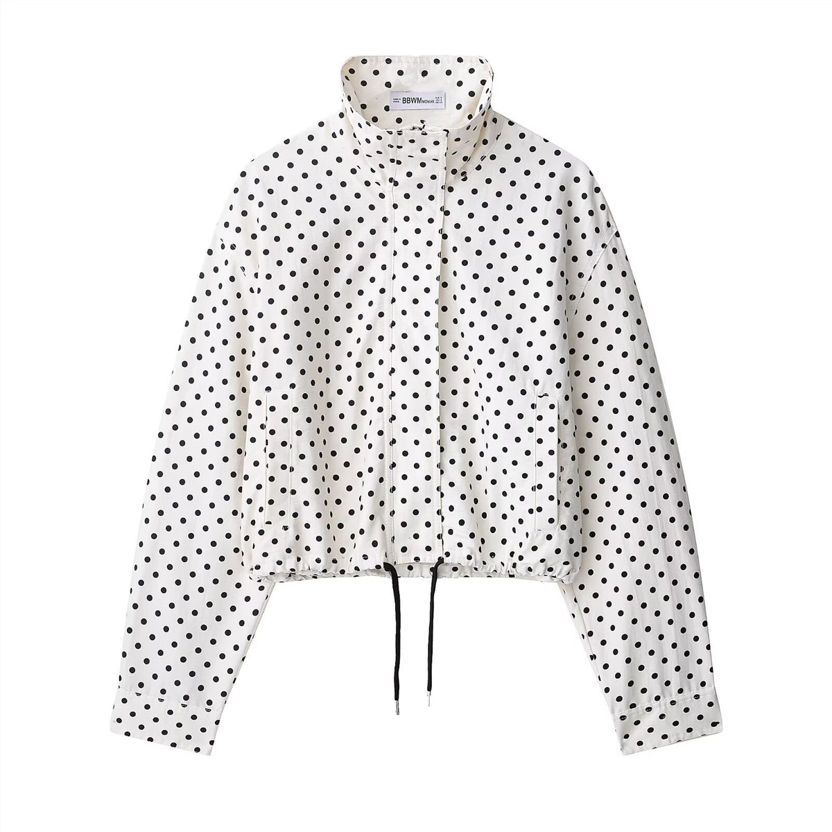 Chamarra de lunares para mujer - cuello alto, corte ligero y estilo casual en tendencia