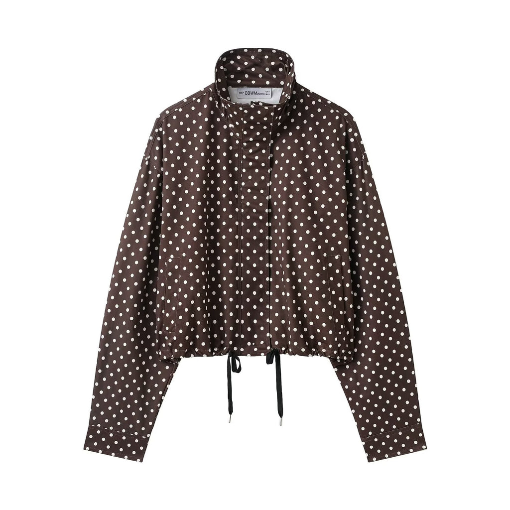 Chamarra de lunares para mujer - cuello alto, corte ligero y estilo casual en tendencia