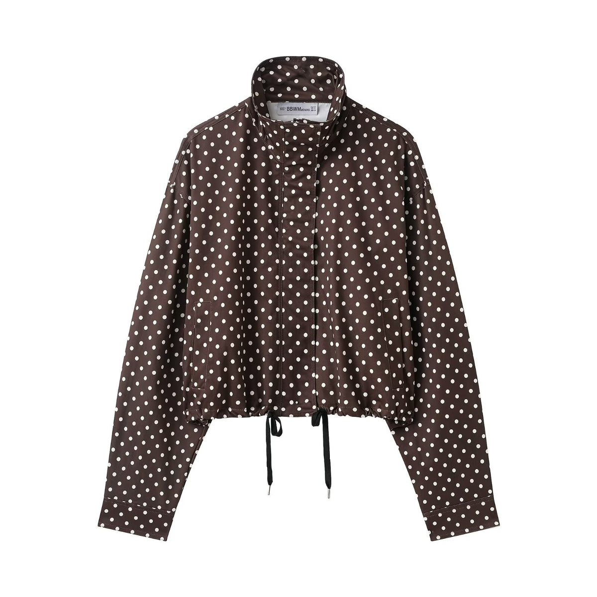 Chamarra de lunares para mujer - cuello alto, corte ligero y estilo casual en tendencia