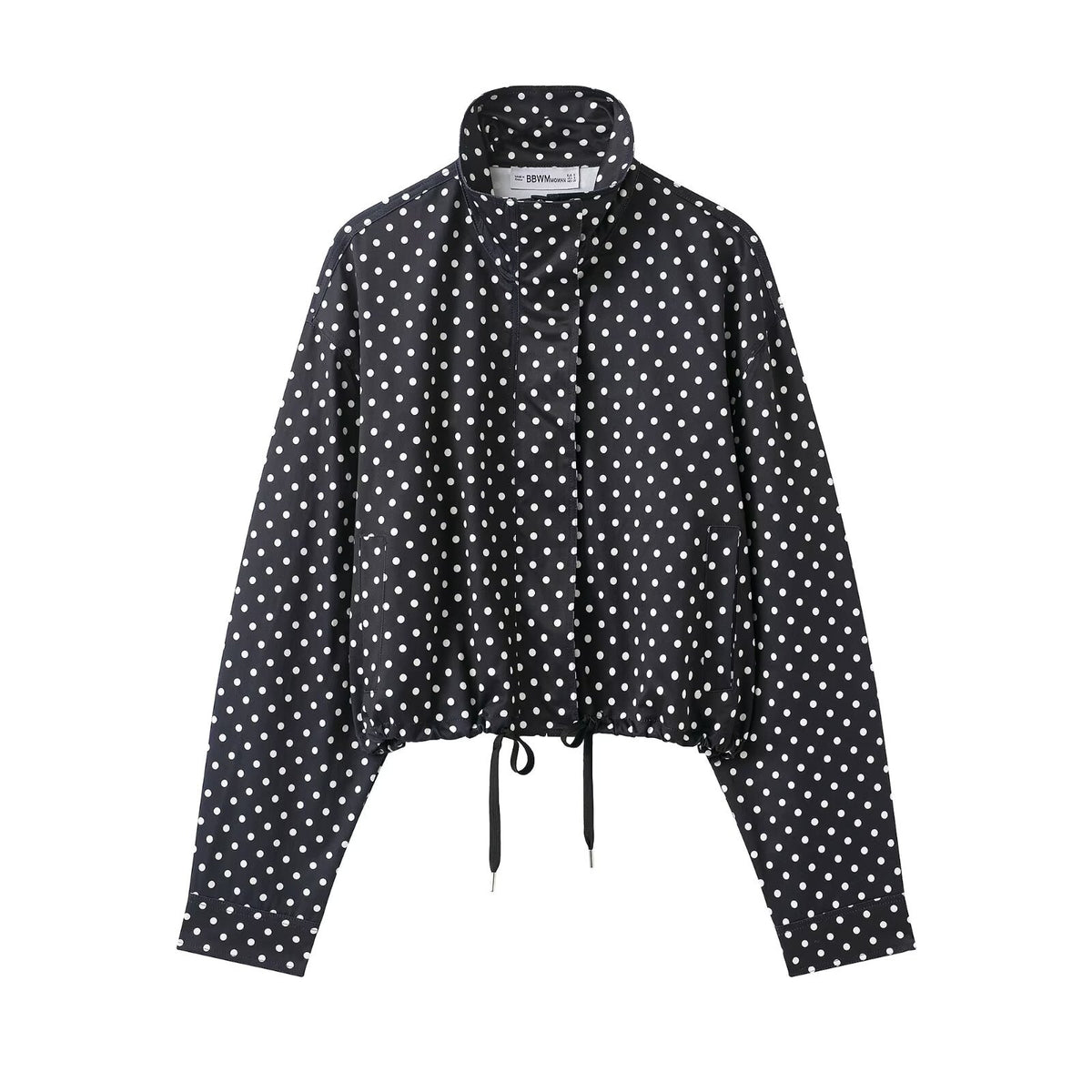 Chamarra de lunares para mujer - cuello alto, corte ligero y estilo casual en tendencia