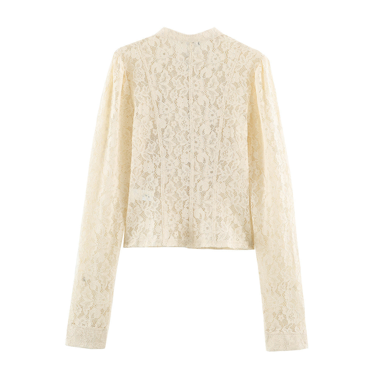 Chamarra de encaje beige para mujer - Estilo militar, botones decorativos y diseño elegante en tendencia