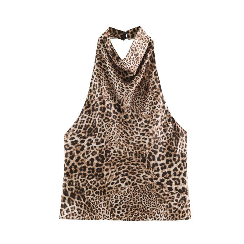 Blusa satinada para mujer - Escote holgado, espalda halter y estilo elegante en tendencia