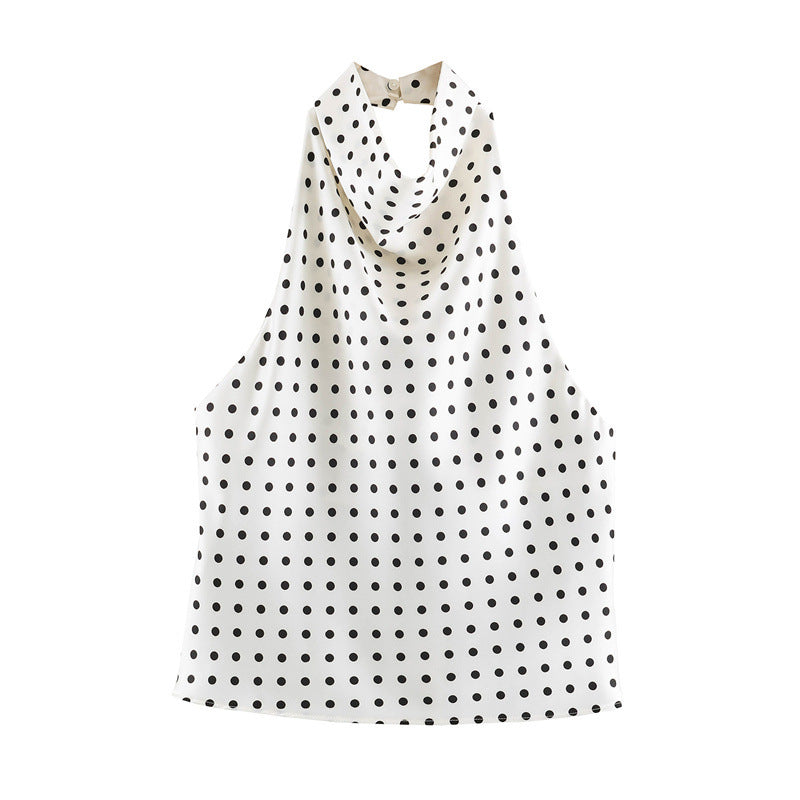 Blusa satinada para mujer - Escote holgado, espalda halter y estilo elegante en tendencia